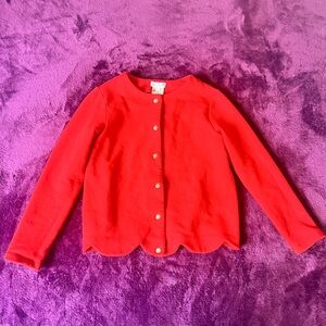 Jacadi Girls' Red Scalloped-Hem Cardigan